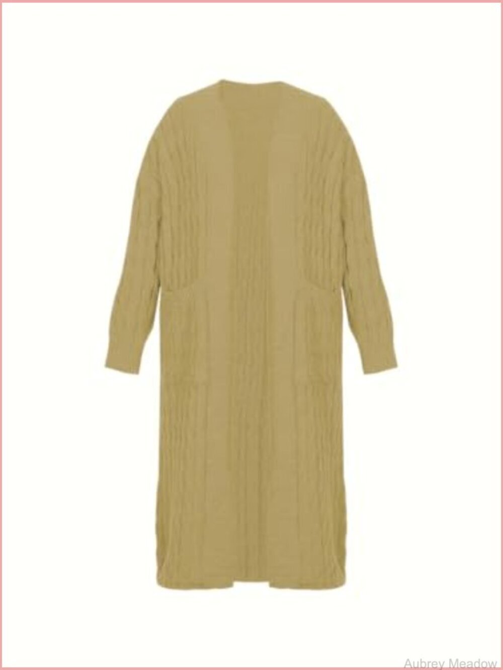 Long Knit Cardigan Sweater Open Front Duster Ribbed Pattern - Picture 4 of 7